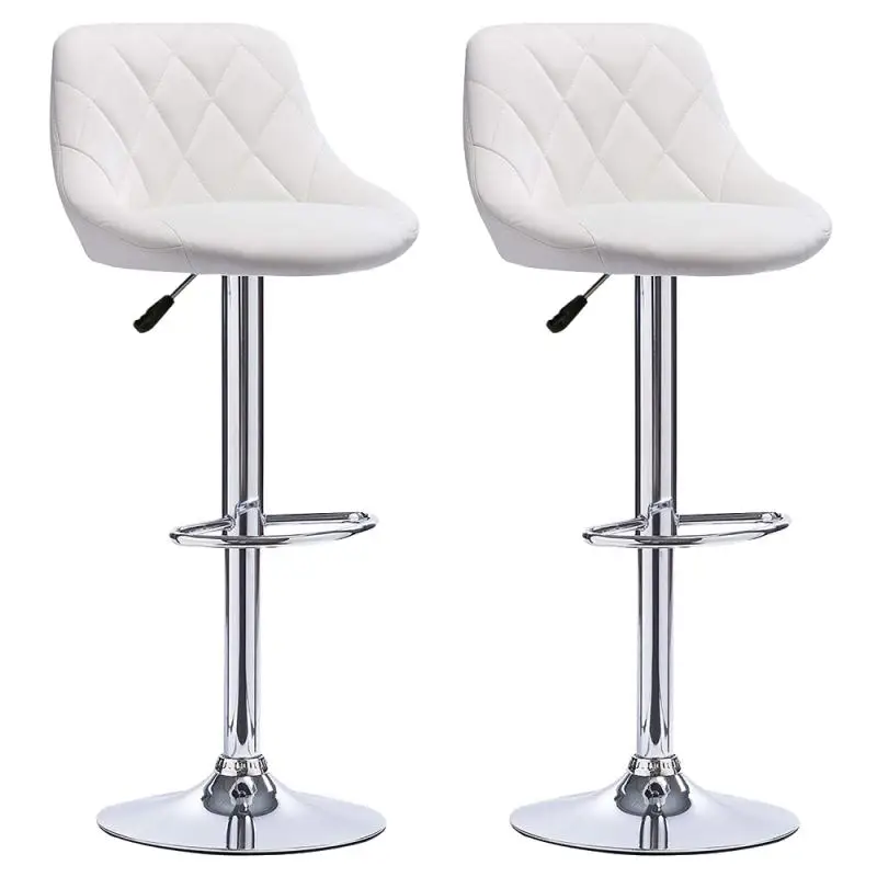 

2Pcs/Set Lounge Chairs Bar Chair PU Leather Bar Stool Lift Height Adjusted Swivel Leisure Home Office Kitchen Backrest Chair HWC