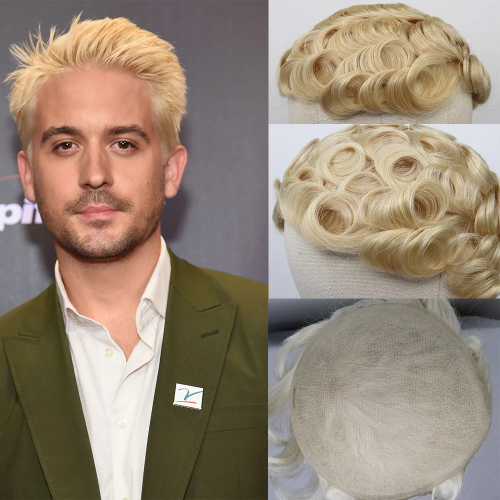 YY парики 613 светлый Швейцарский Кружевной мужской парик человеческие волосы