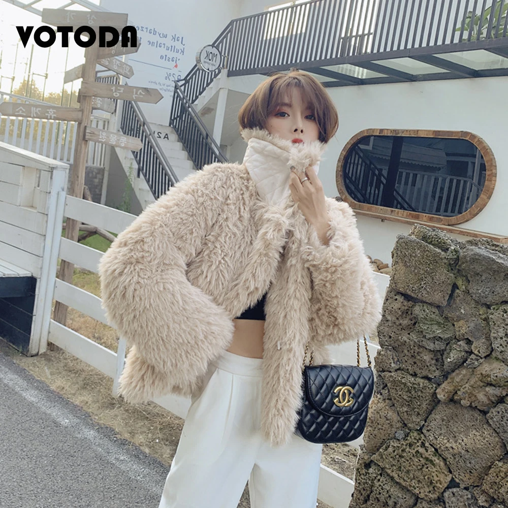 Winter Women Thicking Fur Coat Turn-down Collar Mongolia Sheep Fur Jacket Lady Elegant Luxury Top Girl Fashion Faux Fur Overcoat