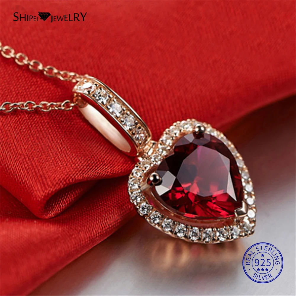 Женское ожерелье с подвеской в виде сердца из искусственного рубина ShiPei 100% 925 |