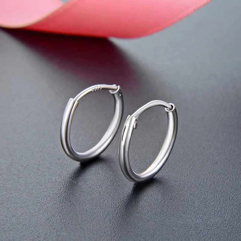 Классические Элегантные Глянцевые серьги-кольца из стерлингового серебра S925