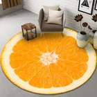 Круглый ковер для гостиной, 3D ковер с фруктами, апельсинами, лимоном для спальни, кухни, входной коврик, фланелевый нескользящий коврик для стула