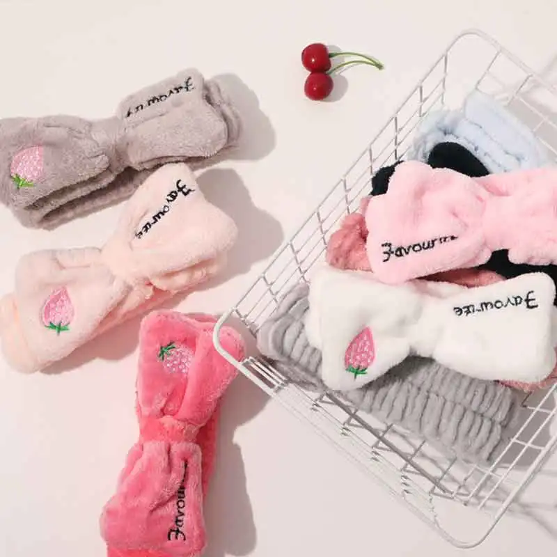 

New Fashion Wash Face Headband Women Girls Coral Fleece Hairbands Soft Bow Headband Hair Holder Turban Hair Accessories