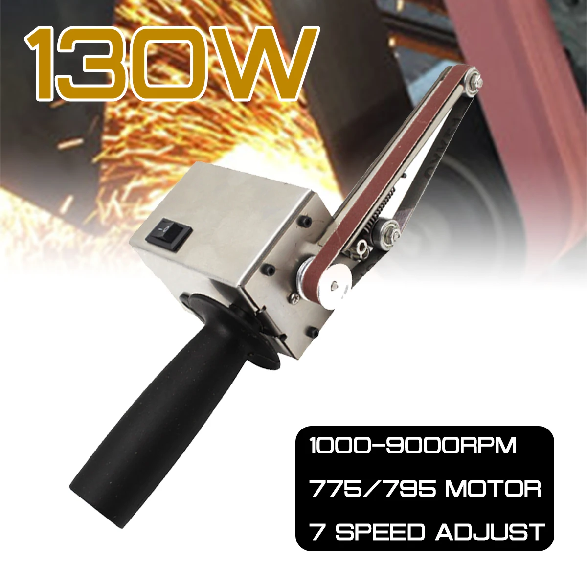 

Electric Handheld 130W Sander Belt Machine Sanding Grinding Polishing Machine Abrasive Belts Grinder DIY Polishing Cutter Edges