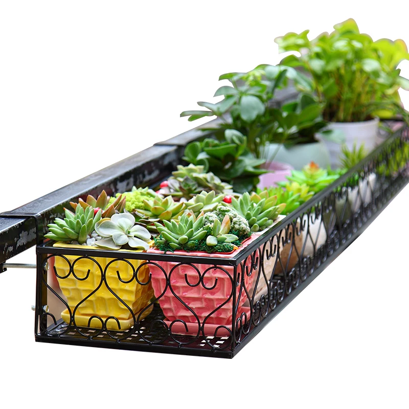 

Balcony flower rack hanging wrought iron railing wall hanging flower pot rack guardrail multi-layer rack hanging shelf window