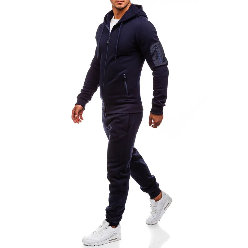

ZOGAA Men Track Suit Set Fall Winter Male Casual Sportswear Tracksuit Solid 2 Piece Set Sweatshirt&Pants Casual Sweatsuit Men