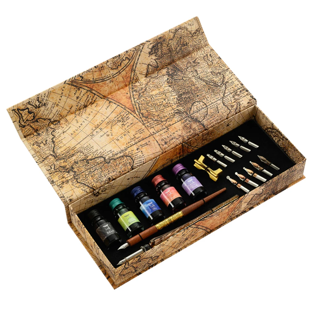 

Straight Gothic Flat Round Point Dip Pen English Calligraphy Practice Pen Set for Lettering Sketching Drawing
