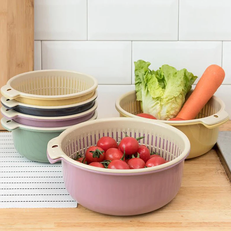 

Portable Detachable Double-Layer Hollow Fruit And Vegetable Cleaning Drain Basket Washed Rice 40FP08