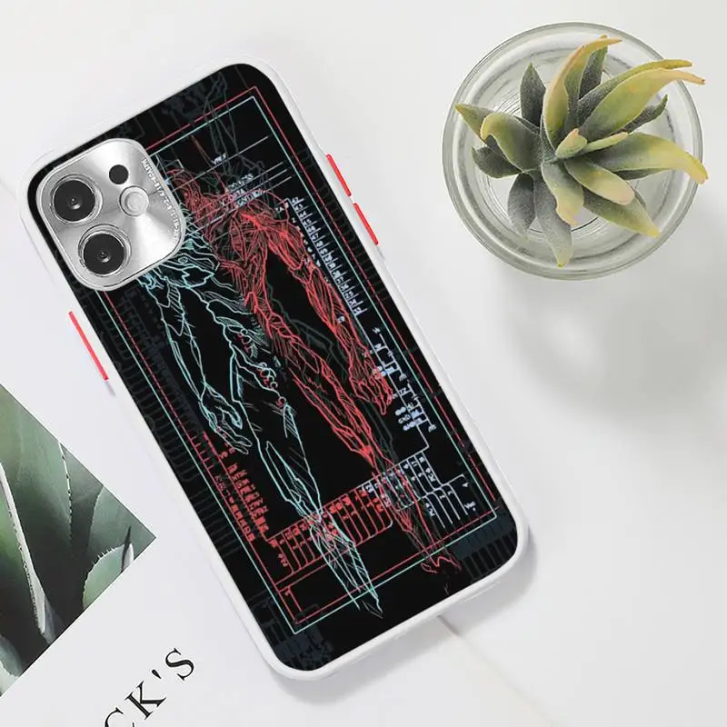 

Japanese EVANGELIONS Anime Phone Case For iPhone 12 11 Mini Pro XR XS Max 7 8 Plus X Matte transparent White Cover