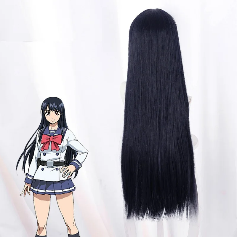 

Tenkuu Shinpan Yuri Honjou Wig High-Rise Invasion Long Dark Blue Wigs Heat Resistant Synthetic Halloween Cosplay Props 80cm