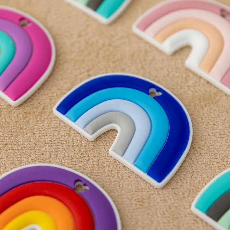 Rainbow Silicone Teether Infant Nursing Toy Accessories For Food Grade pour nouveaux nés Baby Balloon Shape Silicone TeethingToy