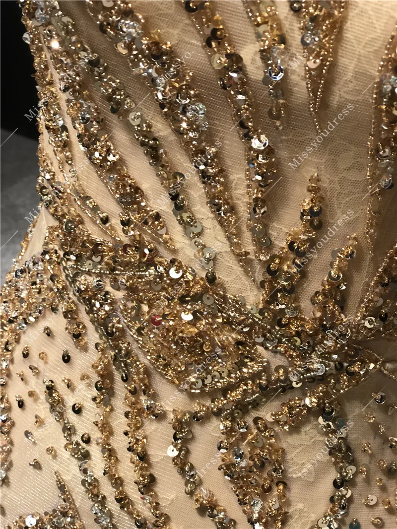 Vestidos de fiesta 2021 Real Sample Gold Short Sleeves Mermaid Floor Length Formal Party Prom Bridal Women Dancing Evening Dress