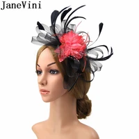 janevini 2020 vintage bridal flower hair accessories head band feathers ladies wedding hats and fascinators women bride hats