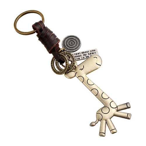 

1Pc New PU Leather Giraffe Keychain Charm Car Key ring