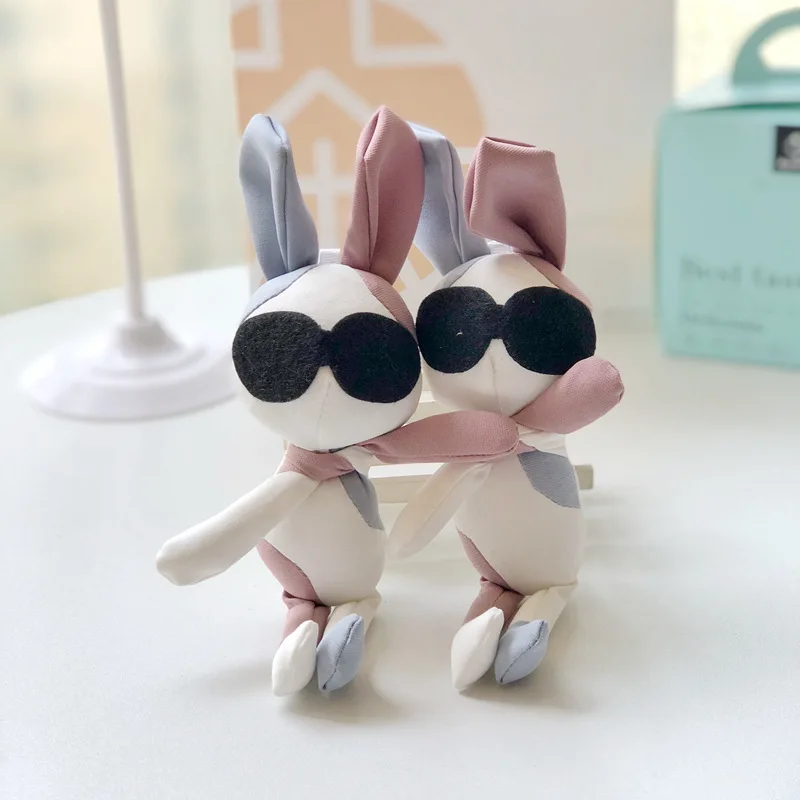 

fashion cool 23cmplush rabbit long leg With glasses Keychain bag decoration soft high quality christmas festival gift kid friend