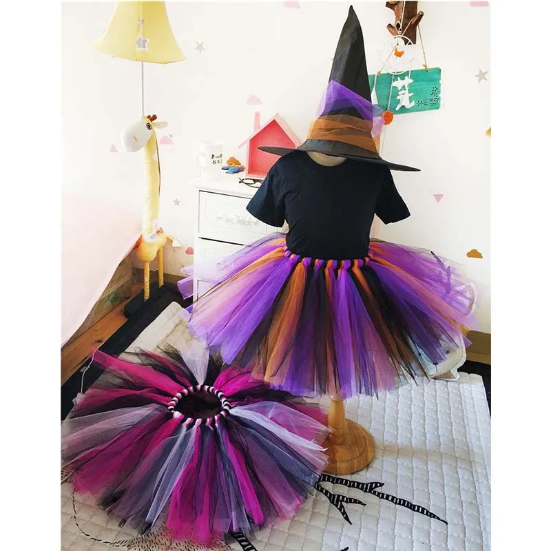 Платье-пачка для девочек на Хэллоуин косплей ведьма с шляпой тыквой реквизит