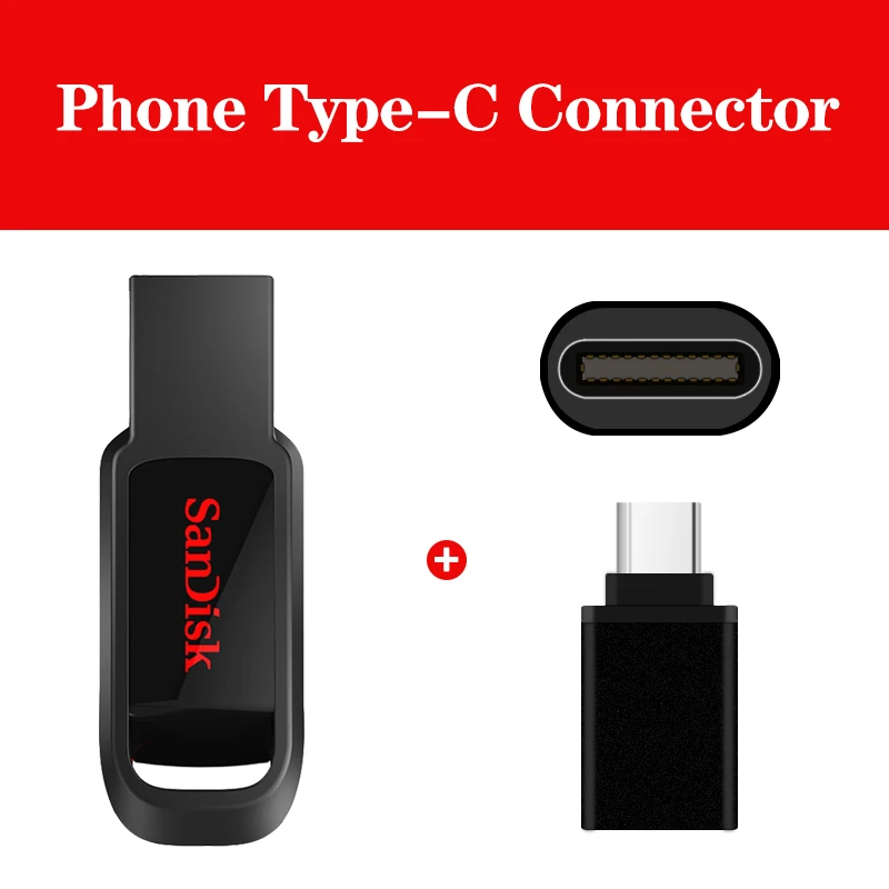 SD-CZ61-Type-C SanDisk CZ61 USB флеш-накопитель 128 ГБ/64 Гб/32 ГБ/16 ГБ флеш-накопитель Флешка флеш-диск USB 2,0 карта памяти usb диск USB флеш-накопитель - Цвет: SD-CZ61-Type-C