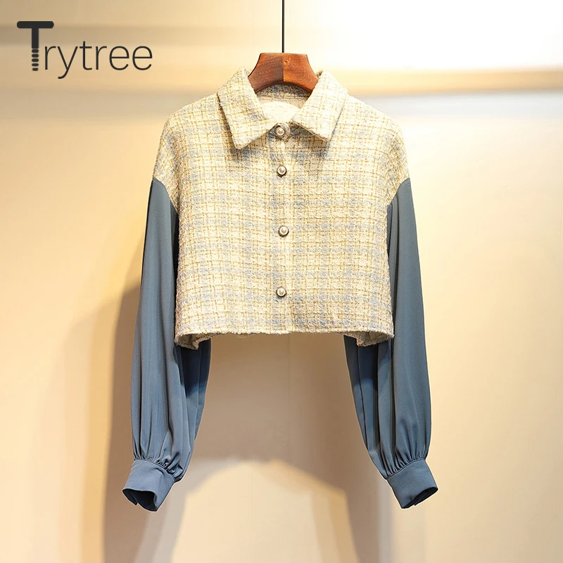 Trytree/2019 осенне зимний женский костюм из двух предметов повседневный топ в клетку