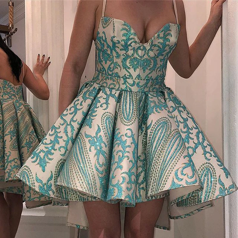 

Sexy Glitter Asymmertrical Mint Green Sweetheart Junior Graduation Party Sweet 16 Short Homecoming Dresses 2022
