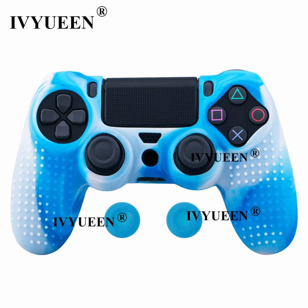 Силиконовый чехол IVYUEEN для Dualshock 4 PS4 Pro, тонкий чехол для контроллера и ручки для большого пальца, колпачки для playstation 4, аксессуары для игр