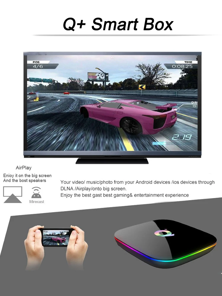 

Q Plus H6 Smart TV Box HD 1080P 6K WiFi Android 9.0 32GB/64GB ROM USB3.0 2.4G Top Box Media Player Support SD with Load Faster