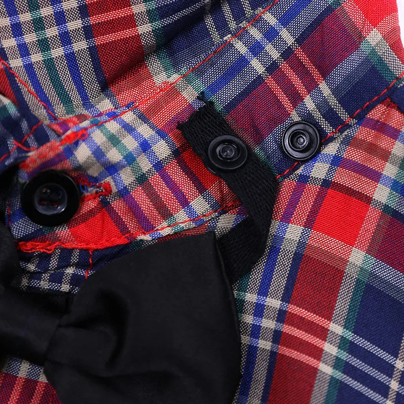 

Casual style 1-7 years old four-color plaid lapel 95% cotton shirt Korean style spring and autumn tie knot bottoming shirt