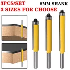 3 шт.компл. 8 мм хвостовик Экстра длинное лезвие сливная отделка деревянная фреза карбид вольфрама прямые фрезы Деревообрабатывающие инструменты