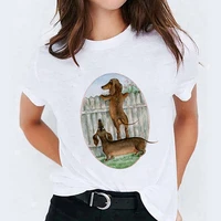 2021 summer new women graphic cartoon dog animal printed casual t shirts o neck clothes female ladies top cartoon pattern
