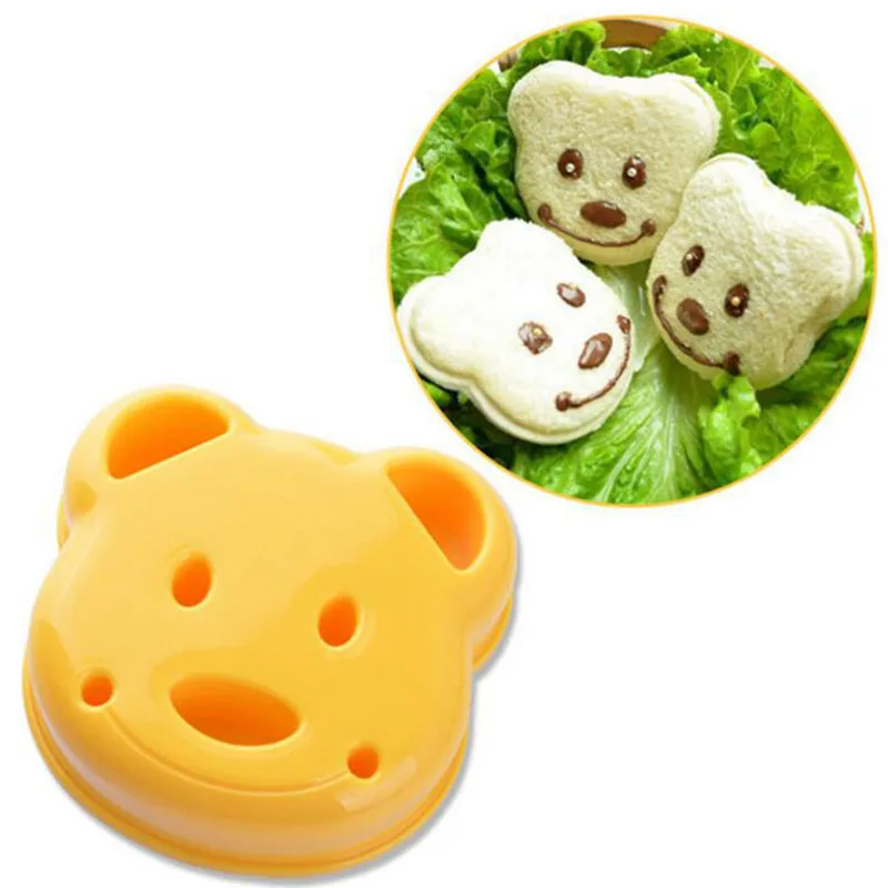 

DIY Yellow Cute Bear Shape Design Sandwich Toast Bread Biscuits Embossed Device Cake Mold Making Cutter Mold Kitchen Tool