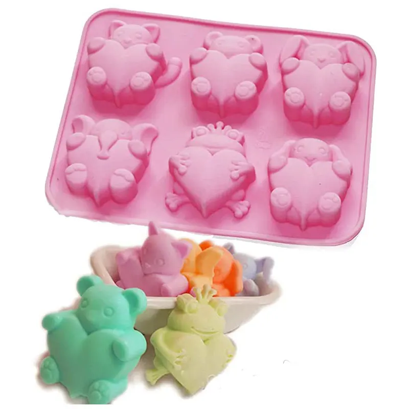 Molde de silicona con forma de rana, elefante, corazón, pastel, jabón, regalo de San Valentín, recuerdo de Baby Shower, fabricación de jabón
