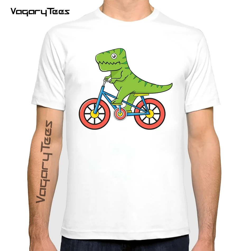 

Забавная футболка Vagarytees 2022, Мужская футболка с коротким рукавом и графическим принтом динозавра на велосипеде, Симпатичные футболки, Подар...