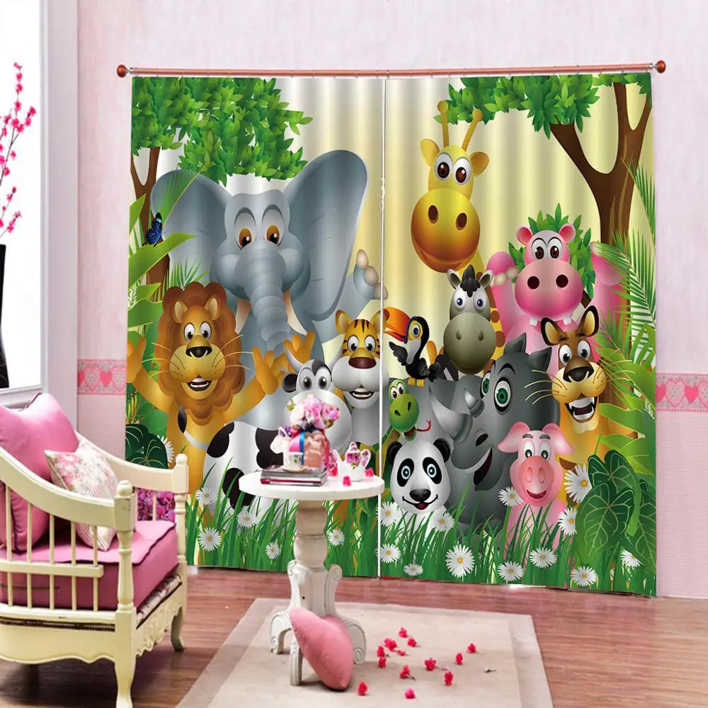 

Modern Home Decoration Living Room cartoon curtains Beautiful Photo Fashion Customized kids 3D Curtains
