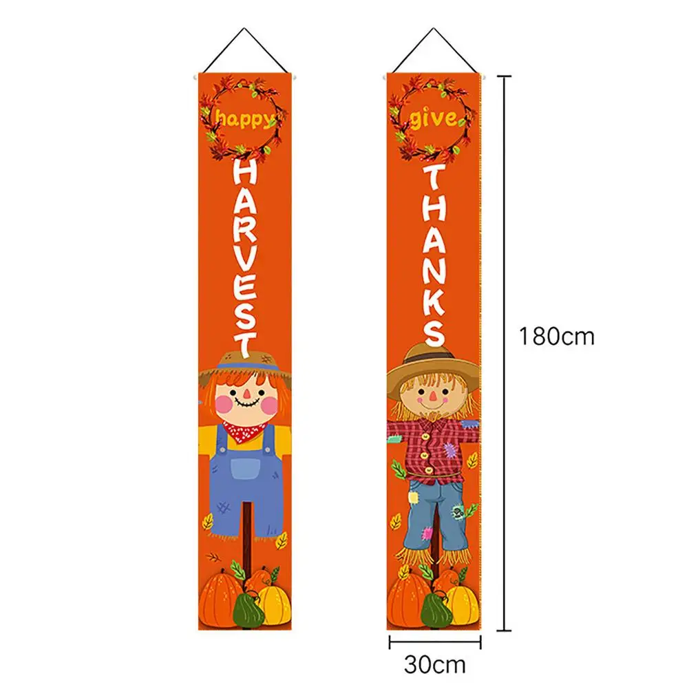 

2PCs Thanksgiving Day Porch Banners Thanks Porch Banners Thanksgiving Door Hanging Sign Red Cute Auspicious Art Ornament