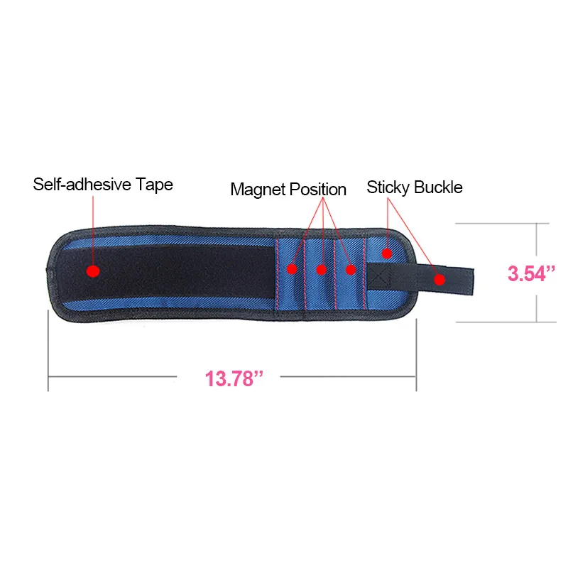 

Fashion Strong Magnetic Wristband Adjustable Wrist Support Bands For Screws Nails Nuts Bolts Drill Bit Holder Tool Belt RH