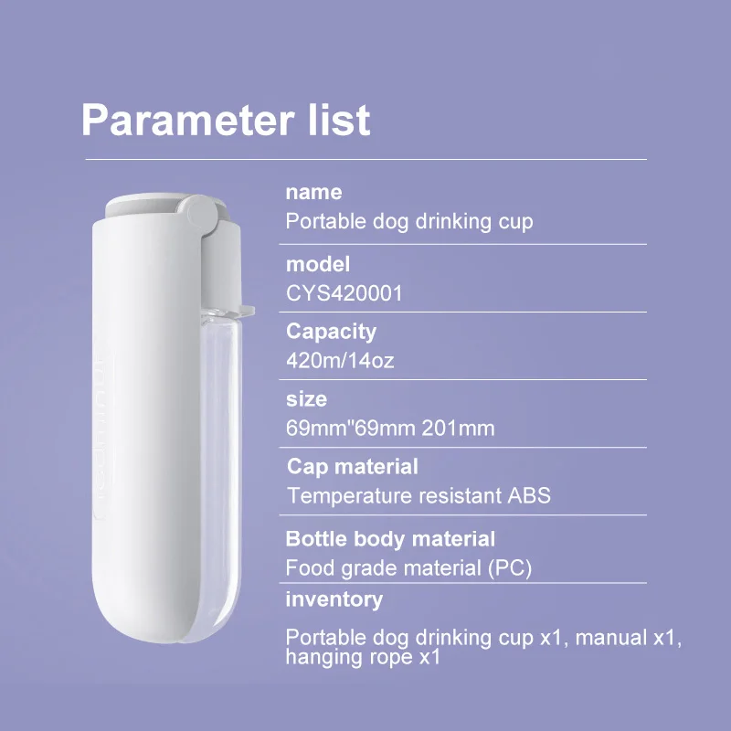 

Portable Dogs Drinking Cups Moderate Large Dog Water Dispenser Out Kettle Pet Accompanying Cup With Lanyard Pet Feeders Supplies