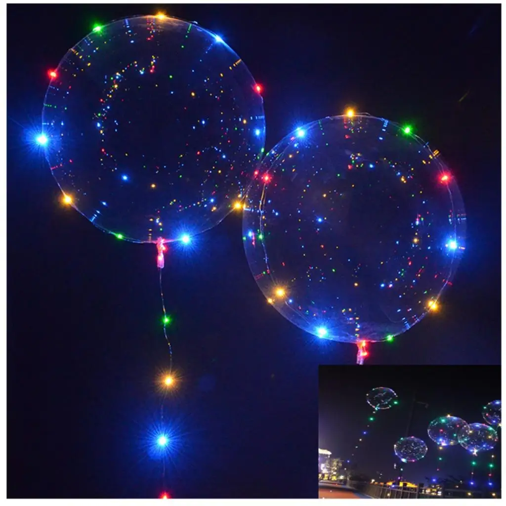 Large LED Round Clear Bubble Transparent Light Up Party Bobo Balloons 18'' | Дом и сад