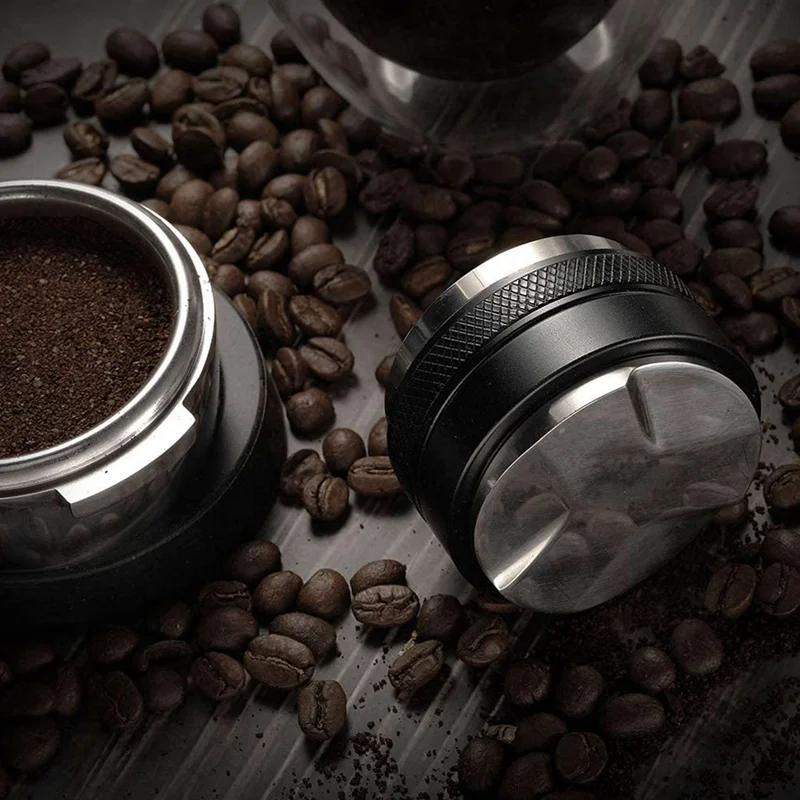 

1 Pcs 58mm Coffee Distributor Tamper, Coffee Tamper Mat & 2 Pcs Milk Frothing Pitcher, 12Oz 20Oz Pull Flower Cup