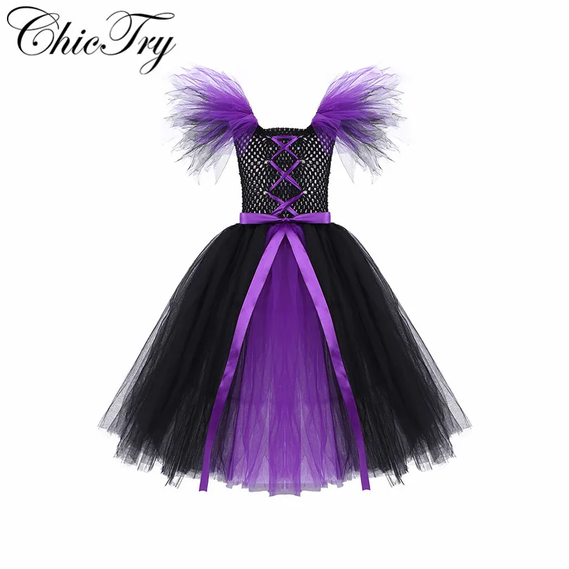 Детский костюм ведьмы для девочек ролевая игра нарядное вечерние кружевное