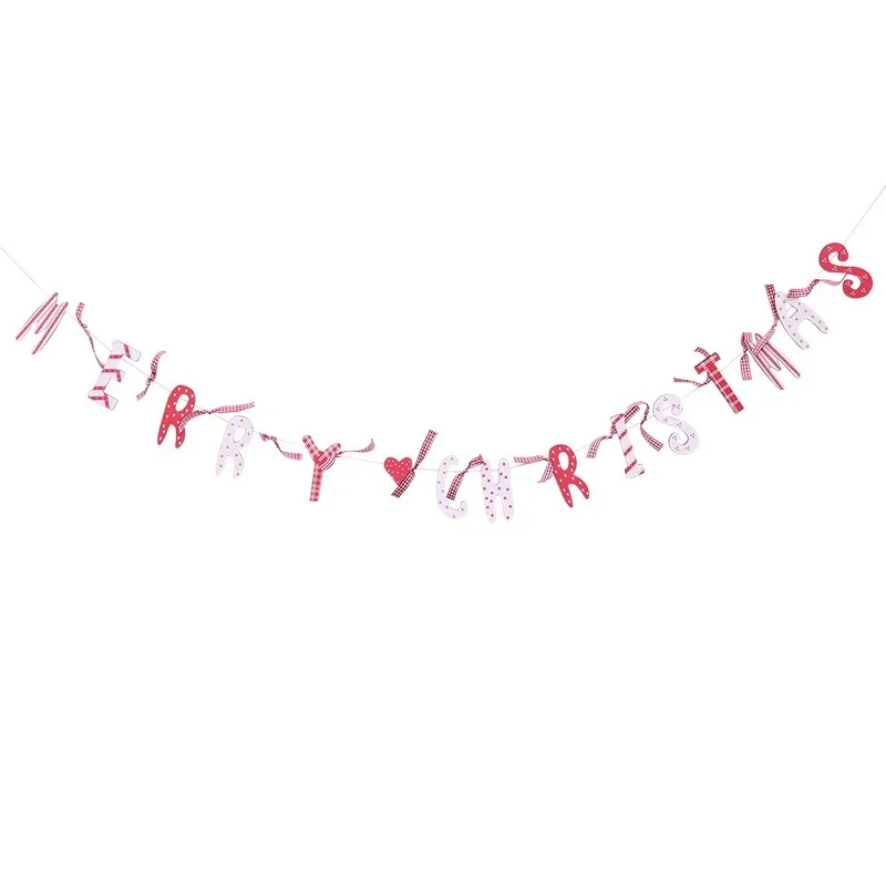 

DIY Wood Merry Christmas Banners Christmas Decoration for Home Xmas Party Decoration Red White Hanging Bunting Ornaments Decor