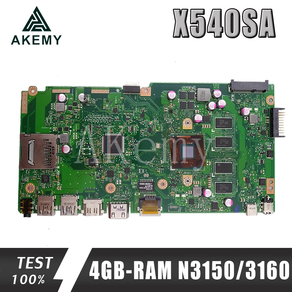 Новая материнская плата для ноутбука X540SA 4GB RAM N3150/3160 CPU REV 2 0 For Asus X540 X540S X540SAA тест