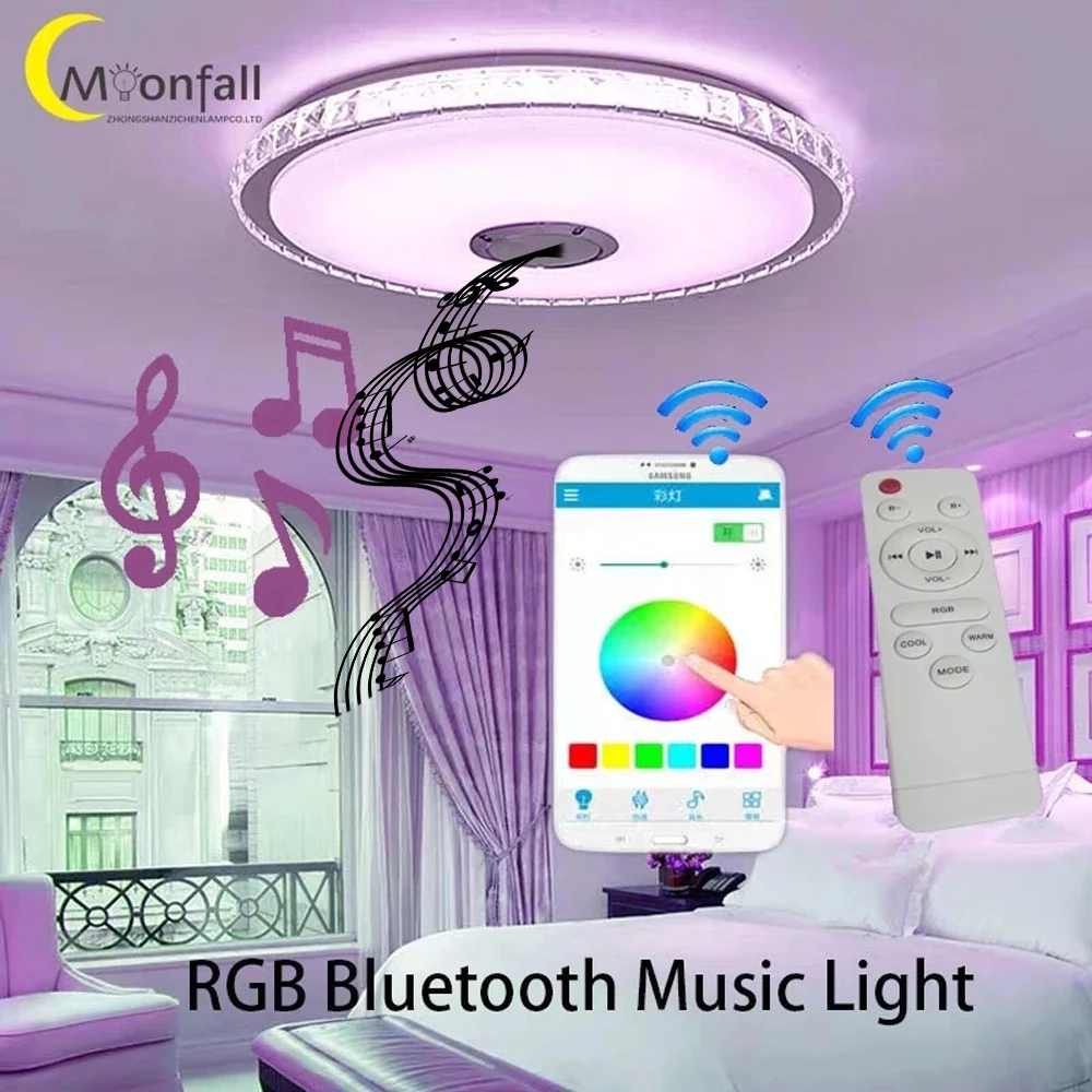 Plafón Led con música y Bluetooth Para dormitorio, lámpara de Techo inteligente,...