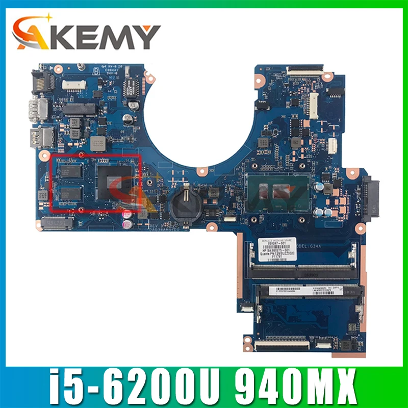 Billig 856228-601 856228-001 DAG34AMB6D0 W 940MX/2GB GPU W I5-6200U CPU Für HP Pavilion Notebook 15-AU 15T-AU000 Laptop Motherboard