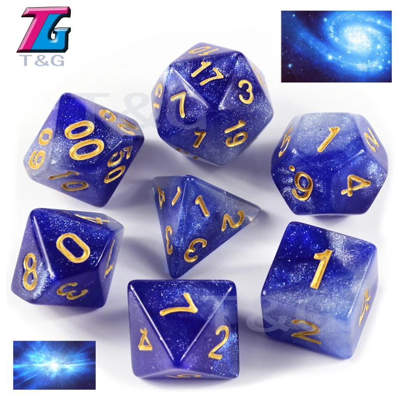 Блестящие 7 многогранные игральные кости игрушка детская игра под открытым небом
