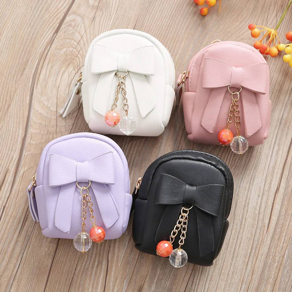 Женский кошелек с бантом и подвеской на молнии для монет мини девушек