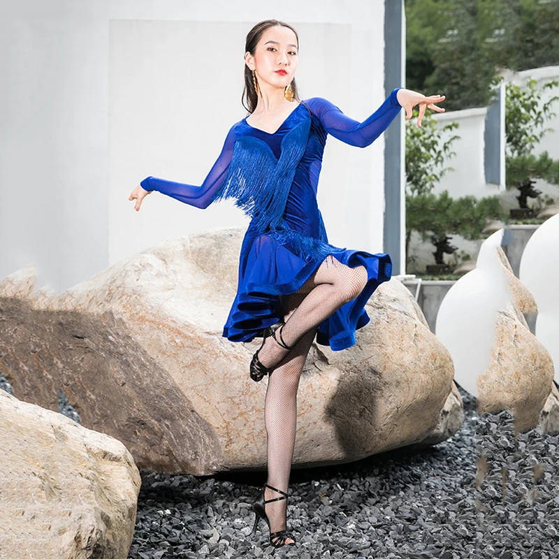 Женское платье с бахромой для латиноамериканских танцев пикантное Танго Румба