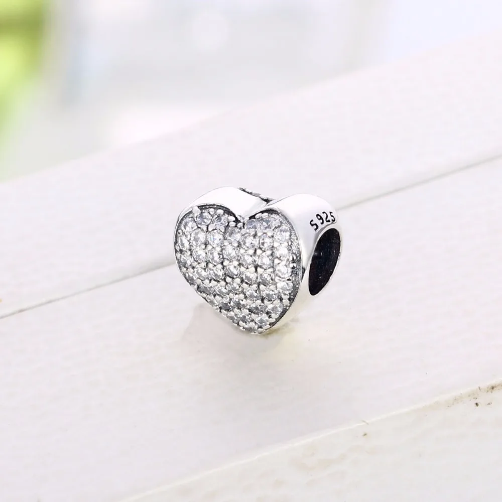 Подходит к оригиналу pandora браслет с шармами 925 пробы серебро CZ сердце