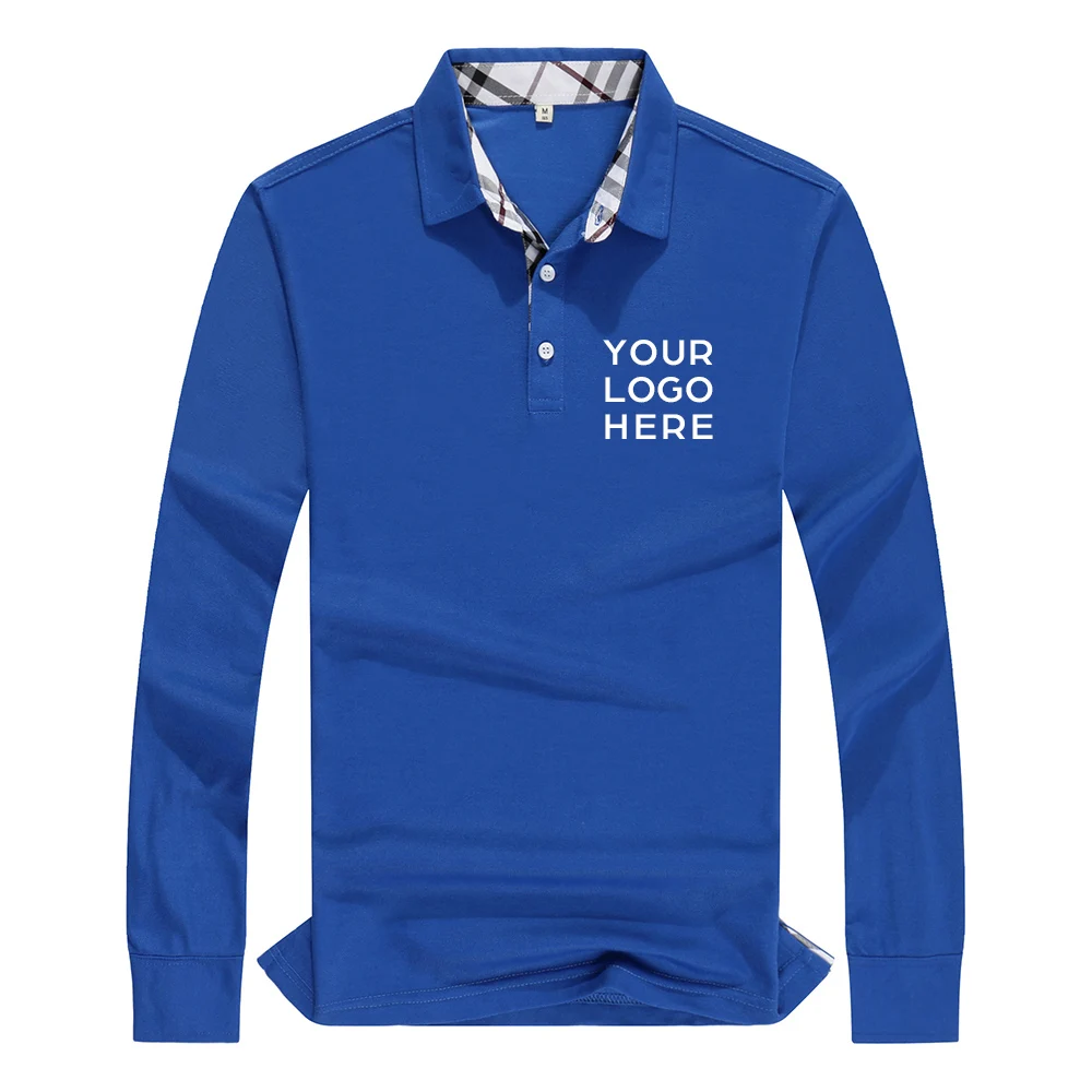 Рубашка поло с длинным рукавом мужские повседневные топы Джерси высокое