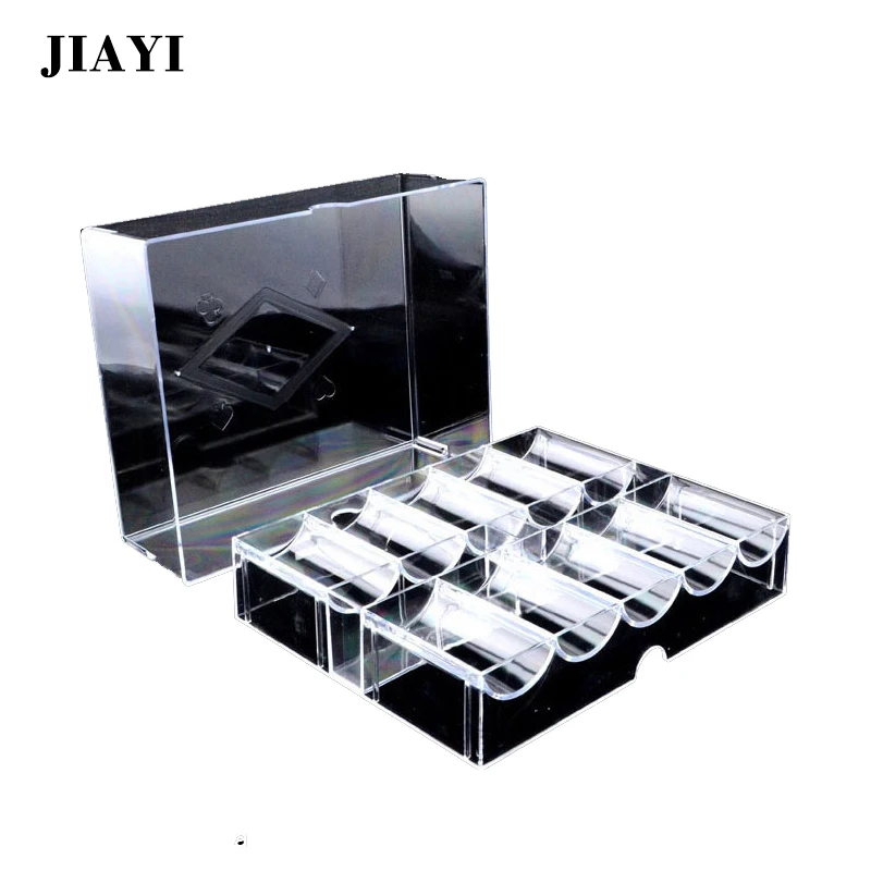 

Tray/Box Transparent Chips Box With Cover Casino Game JIAYI High Quality 100/200PCS Acrylic Poker Chip