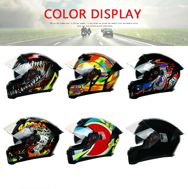 Full Face Motorcycle Helmet Dual Visor Tail Wing Racing Washable Lining Moto Safety Helm Casco Casque DOT Approved | Автомобили и