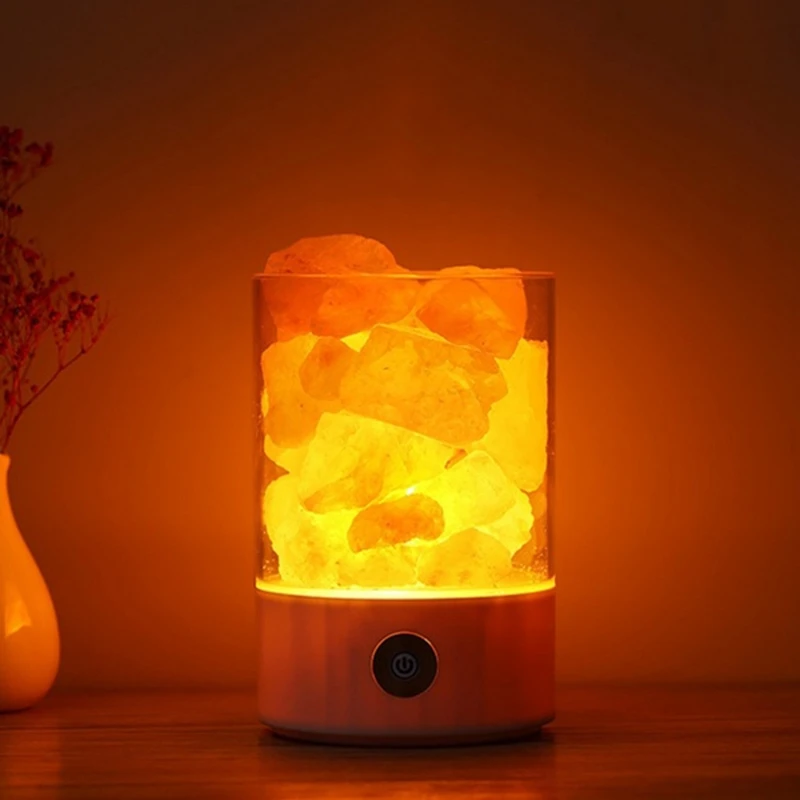

Hymalain Pink Salt Rock Lamps, USB Sea Night Light with Press Switch